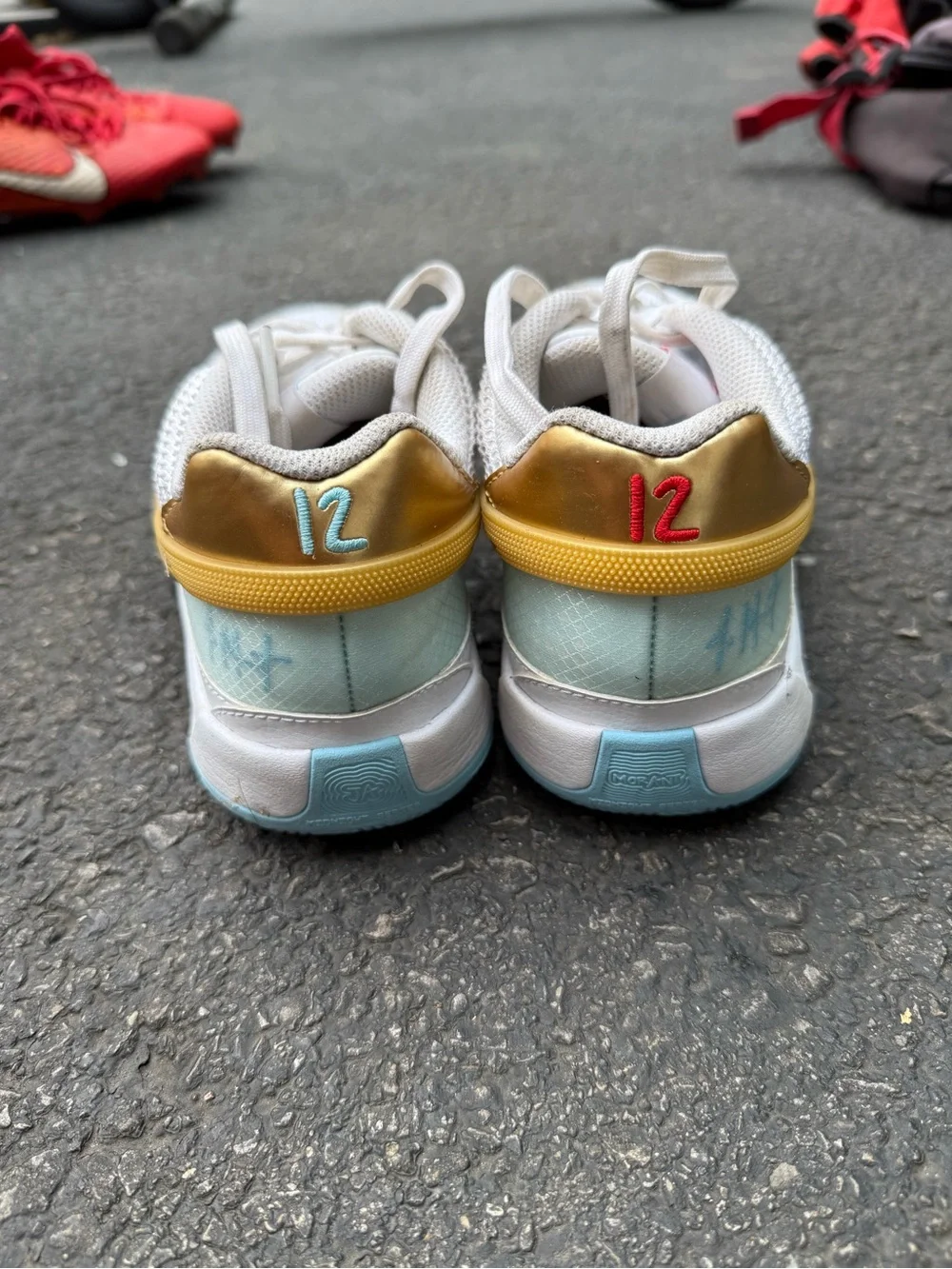 Nike Kids JA White Sneakers with Gold Swoosh